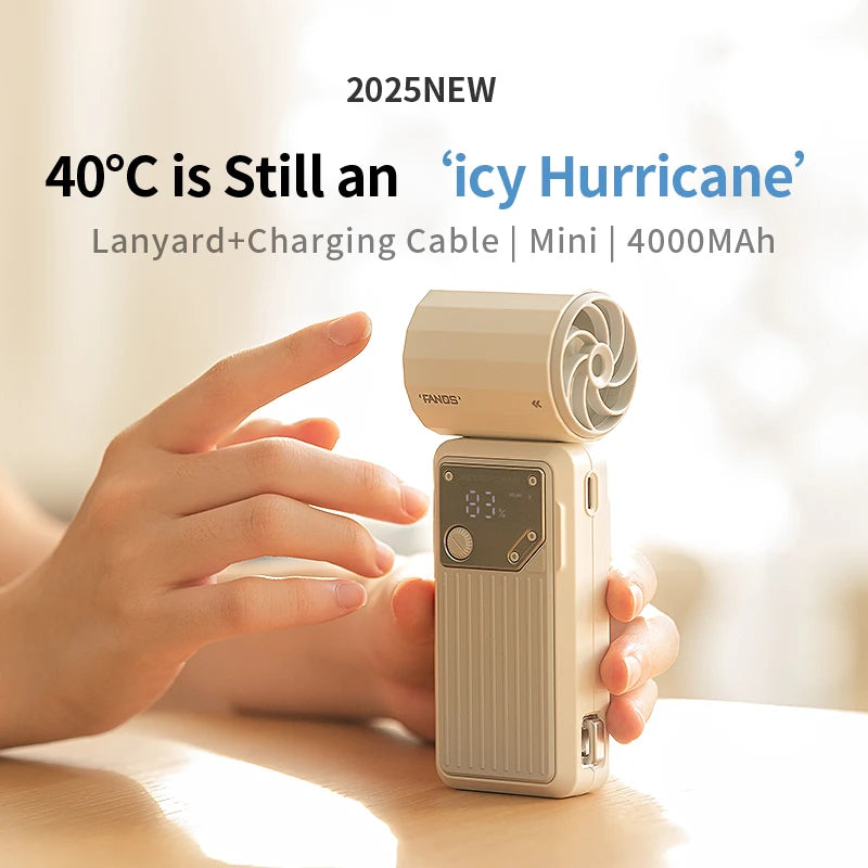 Mini Handheld Fan 4000mAh Pocket Portable High-speed Brushless Motor With Digital Display Outdoor Travel Cooling Turbo Jet Fan