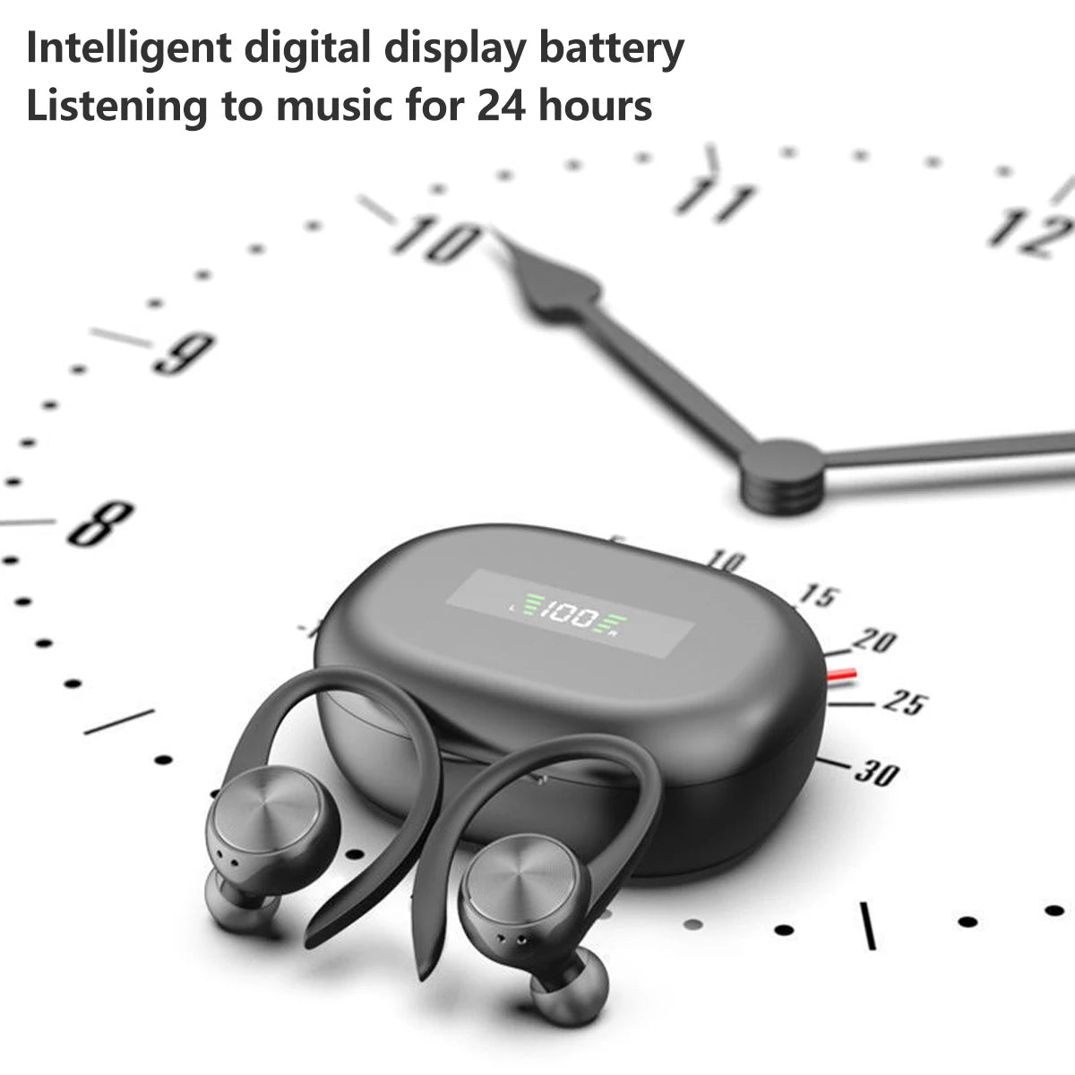 Wireless Bluetooth 5.0 Sports Headphone IPX5 Earbuds w/500mAh Charging Case Ear Hooks Earphones 3D HiFi In-Ear Wireless Headset