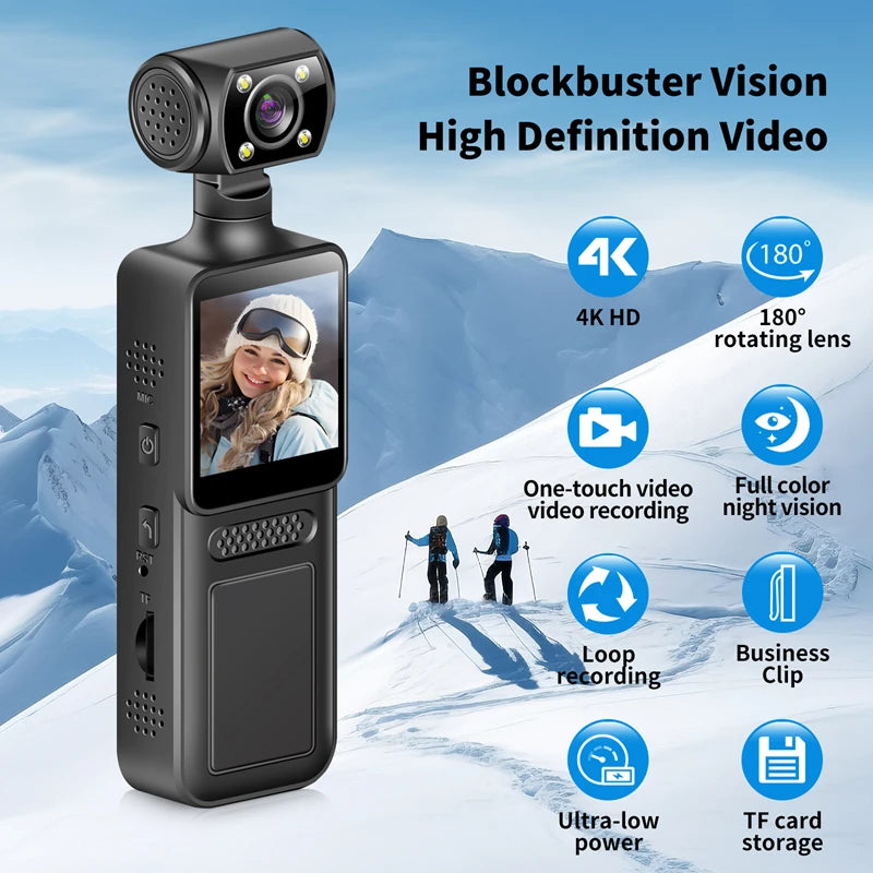 Xiaomi Handheld Pocket Camera 4K HD Camera 180° Rotating Convenient Back Clip Sports Camera Handheld Video Cycling Recorder