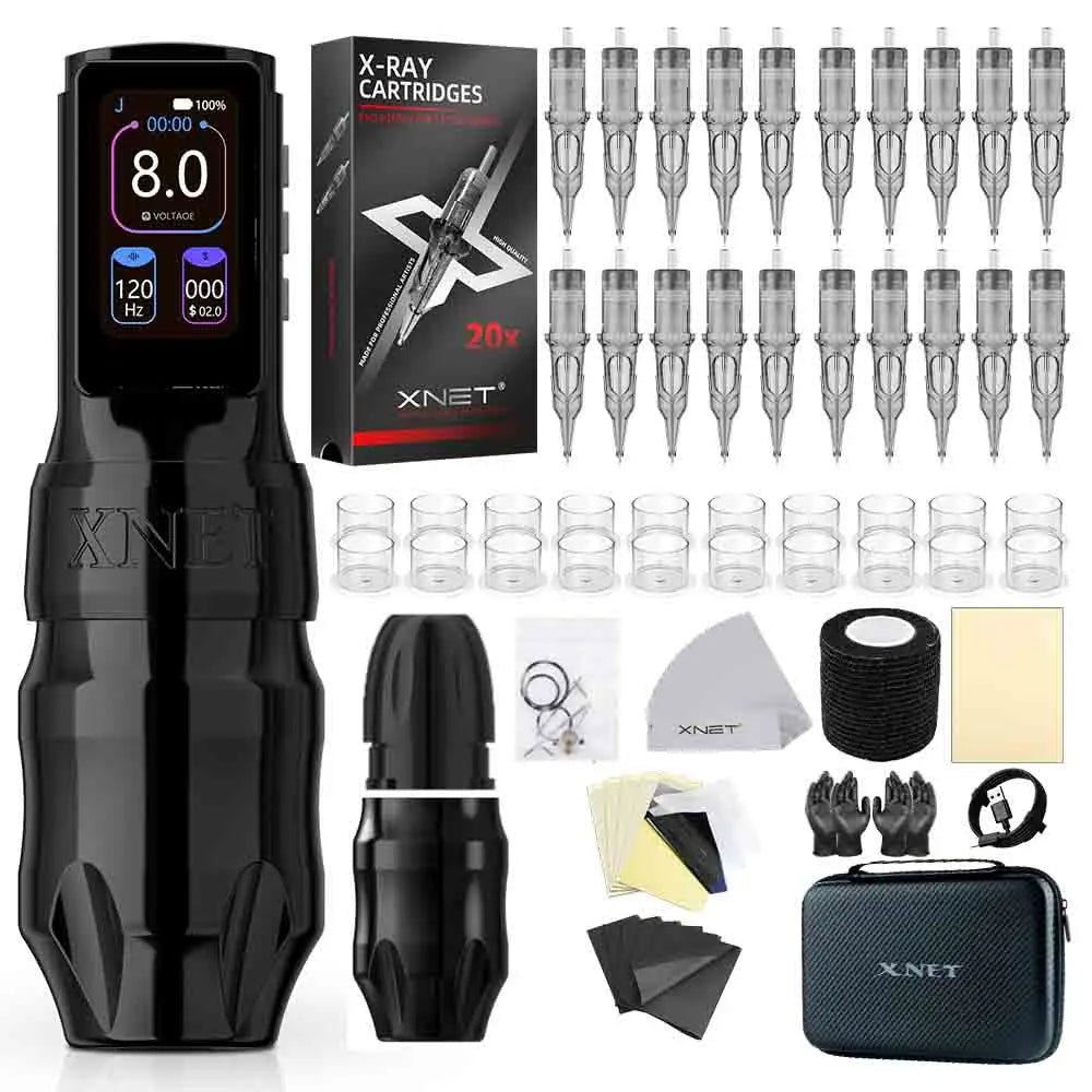 Xnet Titan Max Wireless Tattoo Machine kit 20Pcs Needles Set Coreless Motor Multi-Function Touchscreen Battery 1-12V For Tattoo
