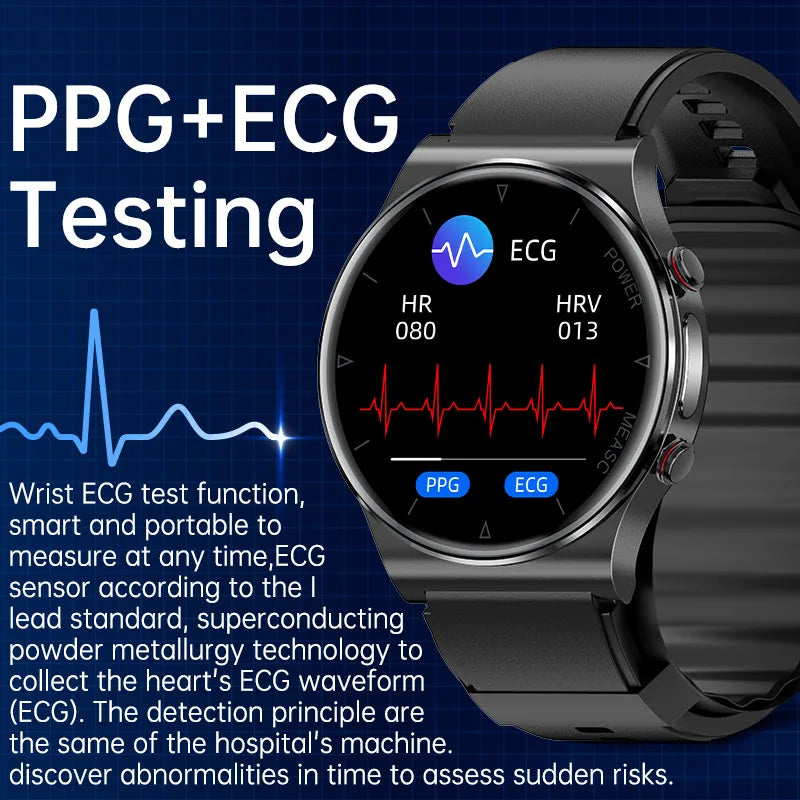 P70 Smart Watch Air Pressure Pump Blood Pressure Medical Grade ECG+PPG Heart Rate Blood Pressure Measurement Elder Health Watch