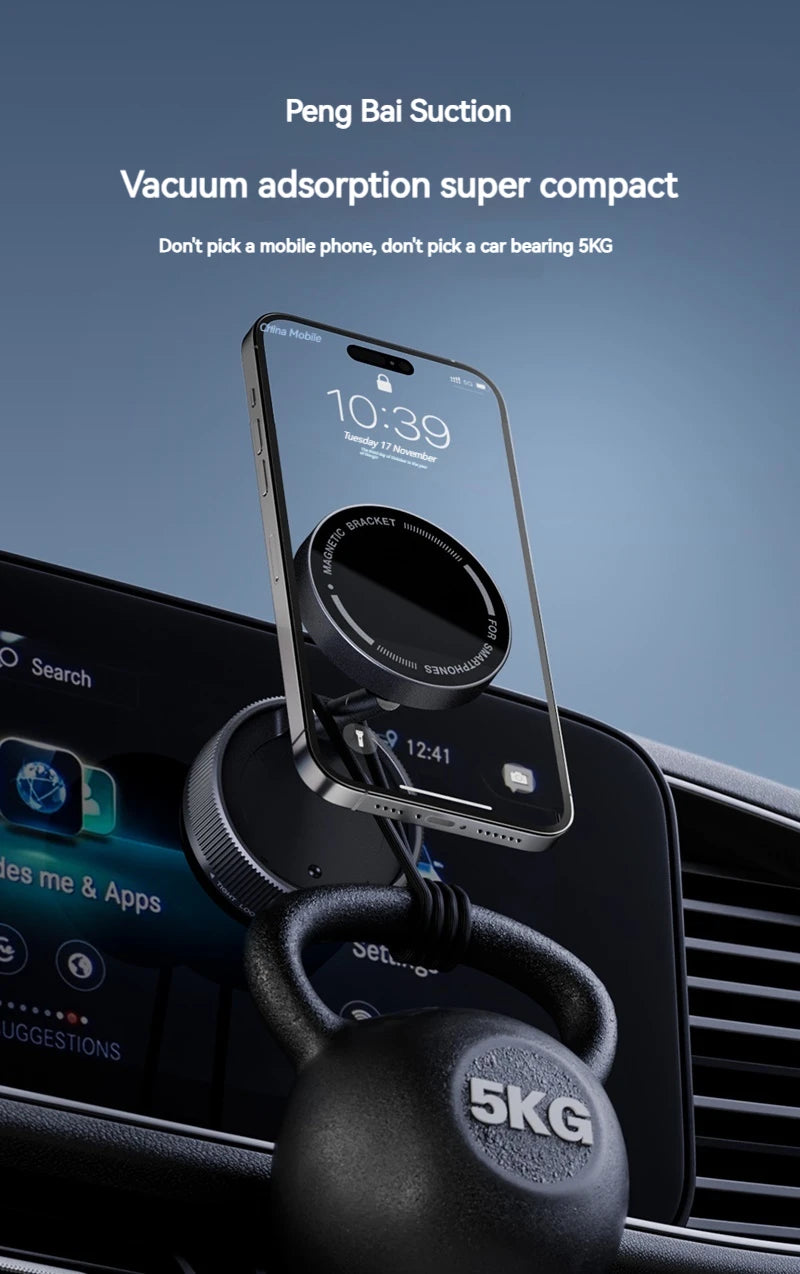 Vacuum Magnetic Car Phone Holder Foldable Suction Cup