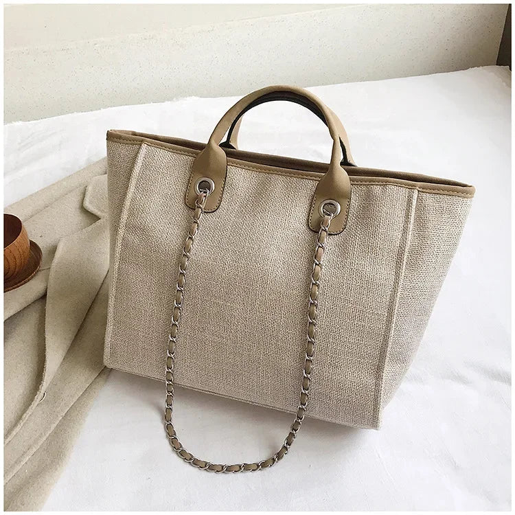Fashion Make Up Designer Big Women's New Korean Fashion Casual Large Capacity Shoulder Crossbody Chain Tote Bag