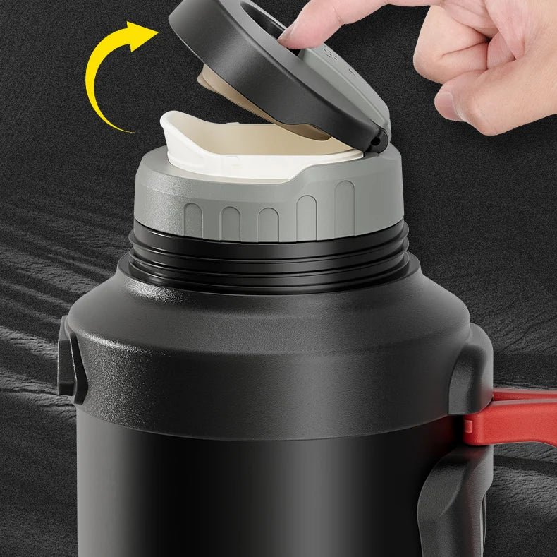 Stainless Steel Thermos Bottle with Handle Outdoor Portable Large Capacity Thermal Water Bottle ,Keep Hot and Cold for 72H