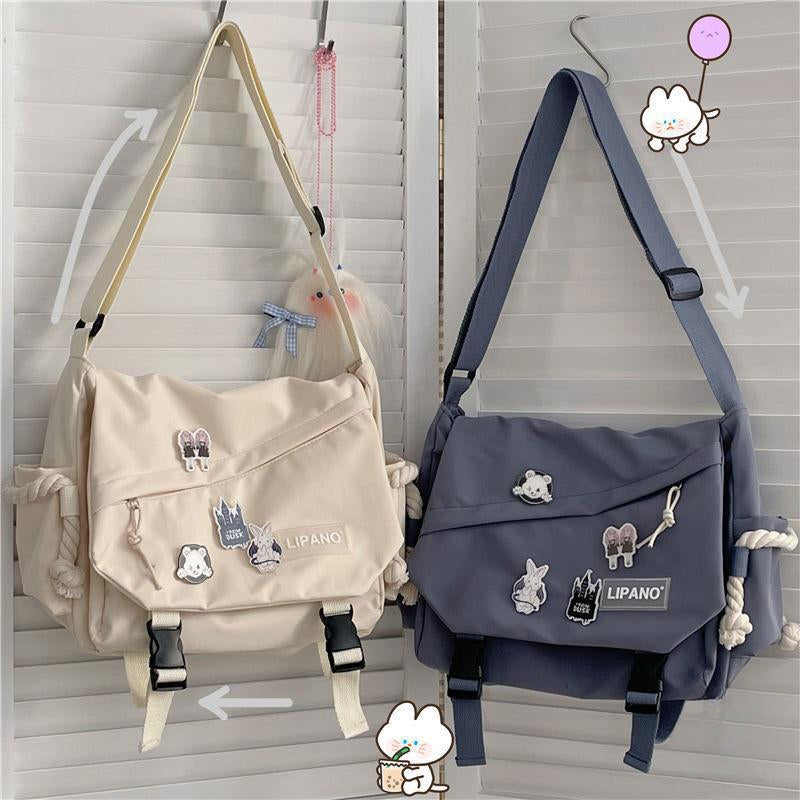 Women's Nylon Handheld One Shoulder Versatile Large Capacity Crossbody Bag Retro Work Travel
