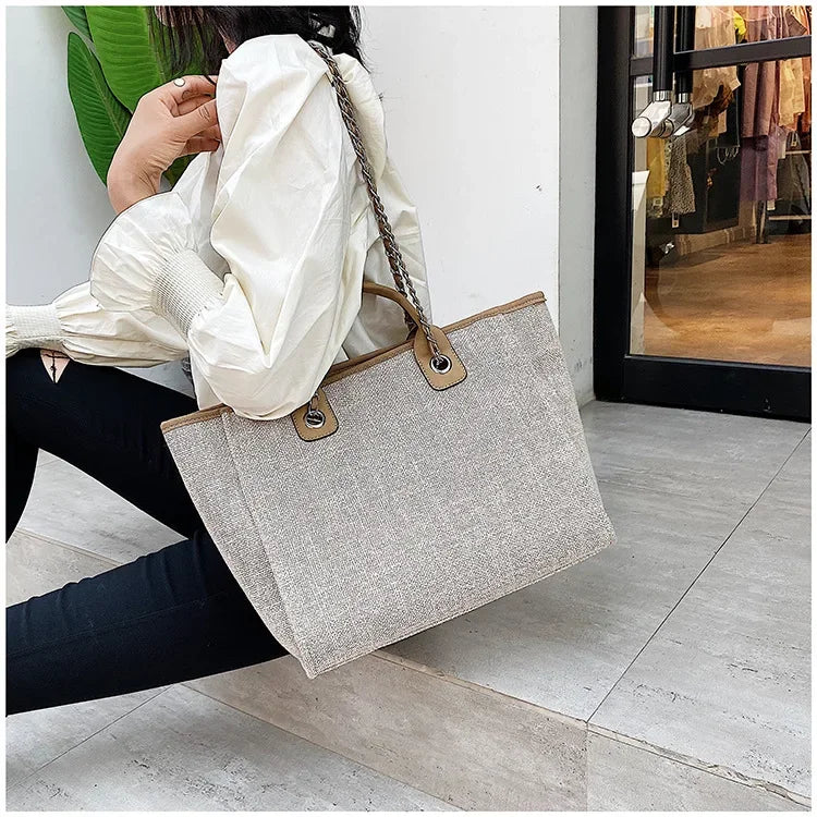Fashion Make Up Designer Big Women's New Korean Fashion Casual Large Capacity Shoulder Crossbody Chain Tote Bag