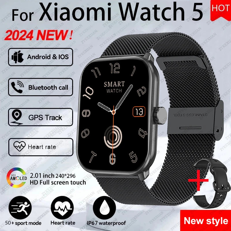 For Xiaomi Watch 5 Wrist Band Global Version Men Women HD AMOLED Screen Heart Rate Bluetooth Call GPS Track Waterproof Sports Smart Watch