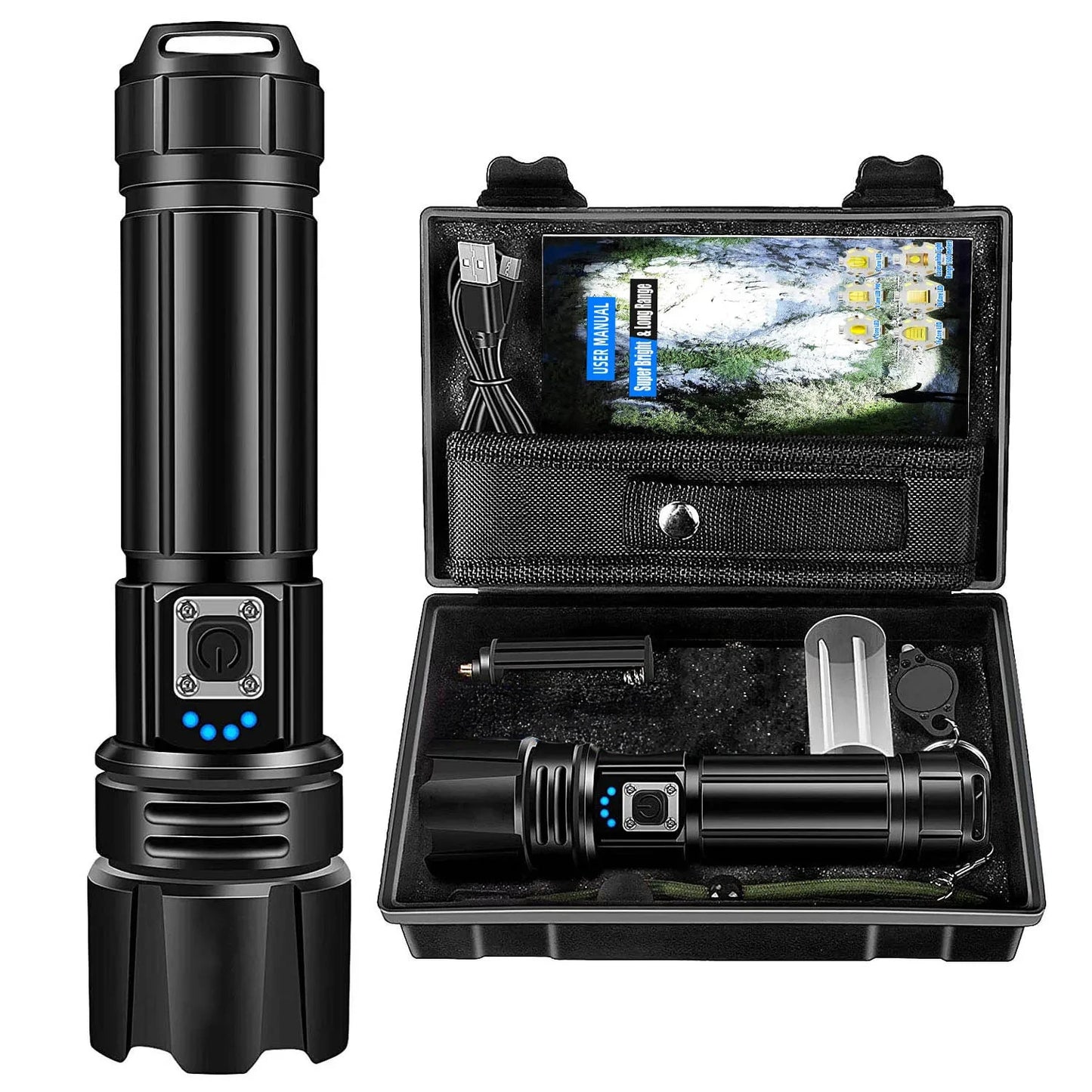 Flashlight High Lumens Rechargeable, 950000 Lumen Led Flashlights XHP70.2 USB,Handheld Super Bright Flash Light Battery Powered