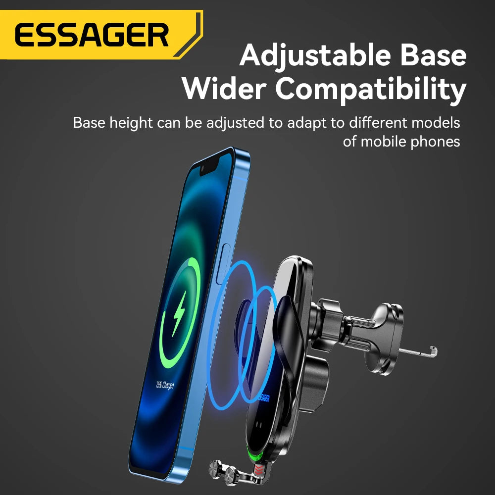 Essager Qi 15W Wireless Charger Car Phone Holder In Car Air Vent Mount For iPhone 14 13 12 X Pro Max Fast Charging