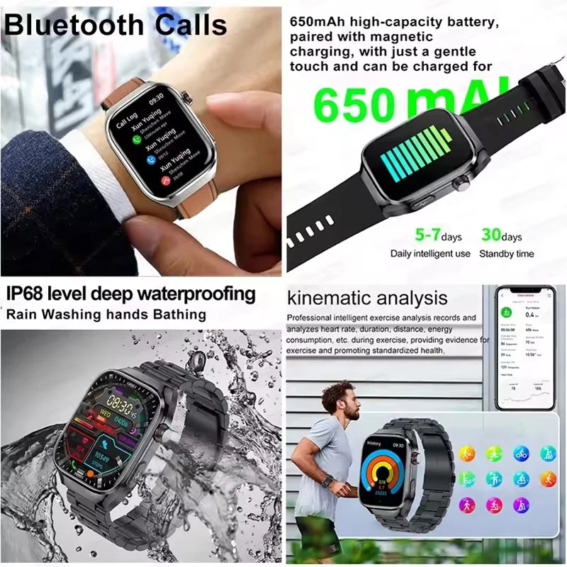 2025 New Three Highs Blood Pressure Smartwatch ECG Uric Acid Heart Rate Clock Body Analysis Health Monitoring Watches