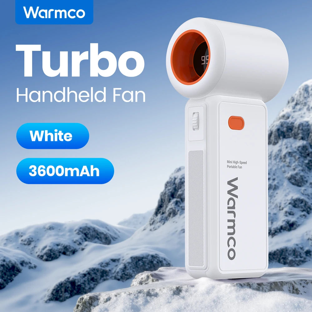 Warmco Portable Handheld Fan, 5000mAh Powerful Mini Turbo Fan, 13000 RPM High Speed USB Rechargeable for Travel & Outdoor