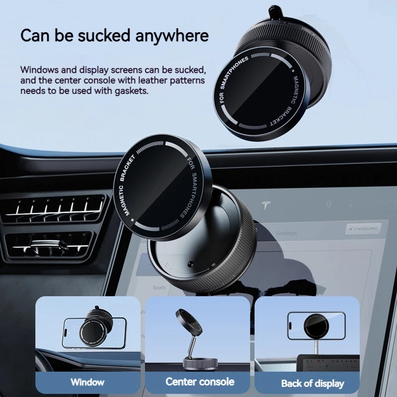 Vacuum Magnetic Car Phone Holder Foldable Suction Cup