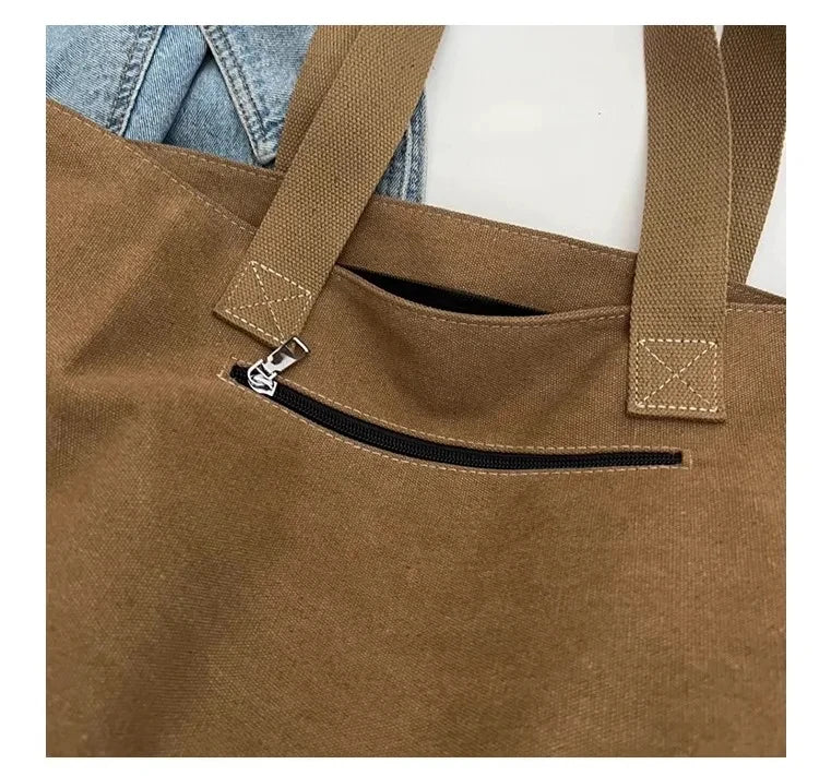 Women's Lady Canvas Tote Bag Fashionable Spacious Durable Shoulder Bag with Zipper Closure and Classic Design Perfect for Work