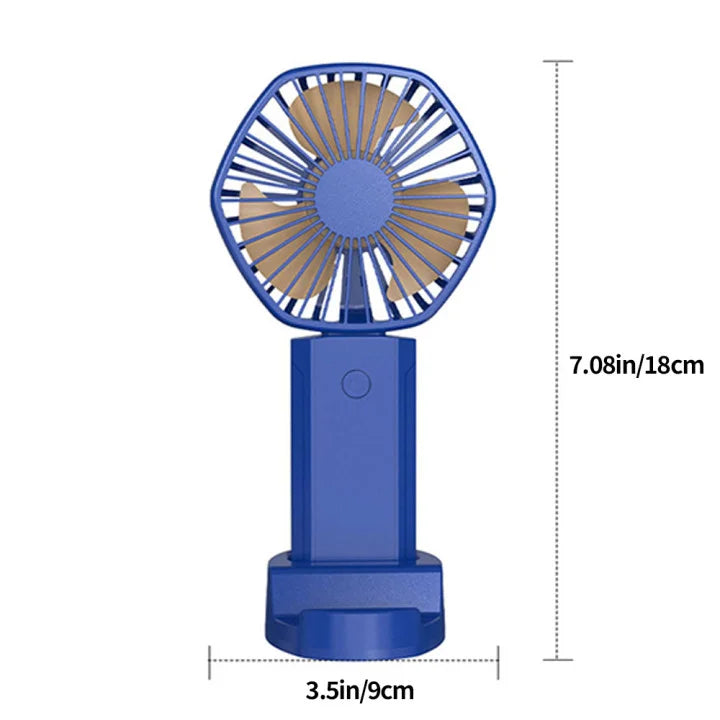 Handheld Mini Fan Portable Neck Hanging Fans USB Rechargeable Fan with Phone Stand 500mAh Suitable for Women Travel Outdoor Use