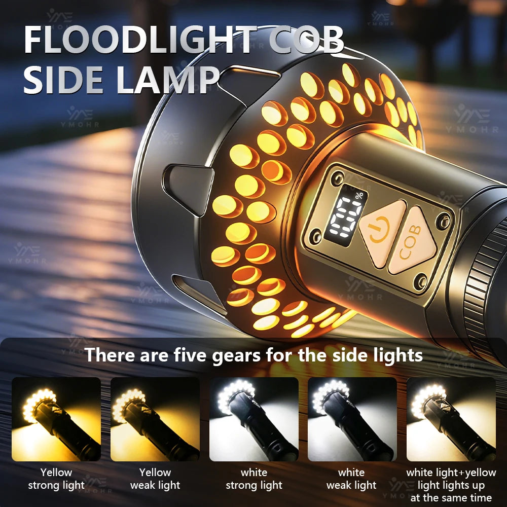 High Power LED Flashlights Built-in battery USB Rechargeable Strong Hand Light Multifunctional Torch Lamp For Emergency Camping