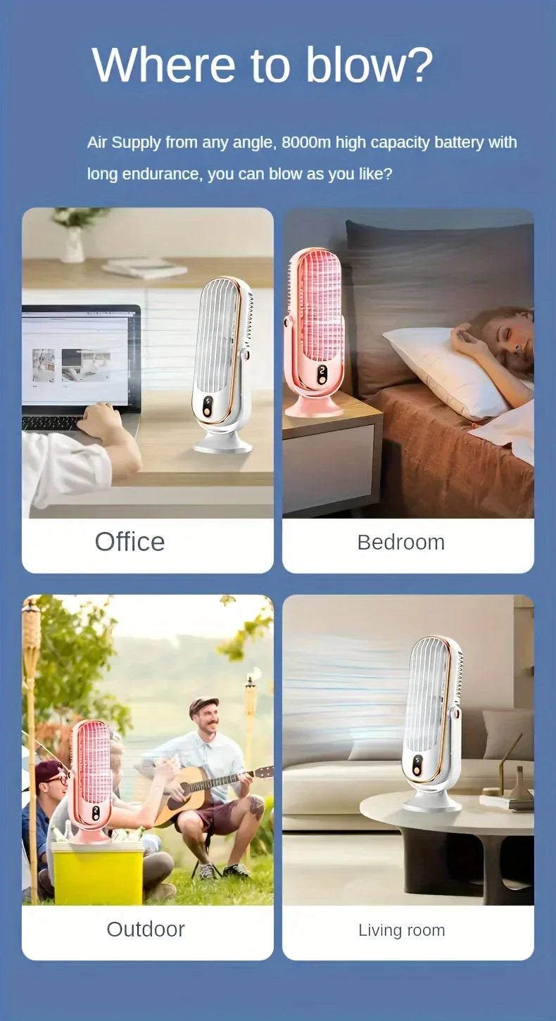 Rechargeable Desk Fan,Portable Bladeless Fan Small Personal Cooling Fan Quiet Table Fan for Home, Office, Bedroom