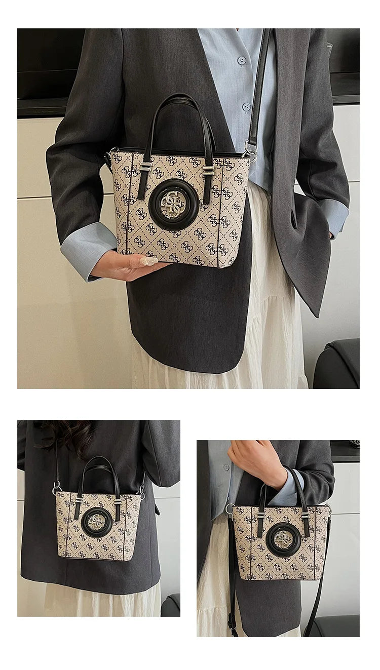 2025 Summer Women's Printed Letter Tote Bag, Large Capacity Shoulder & Crossbody Purse, Trendy Handheld Design for Everyday Use