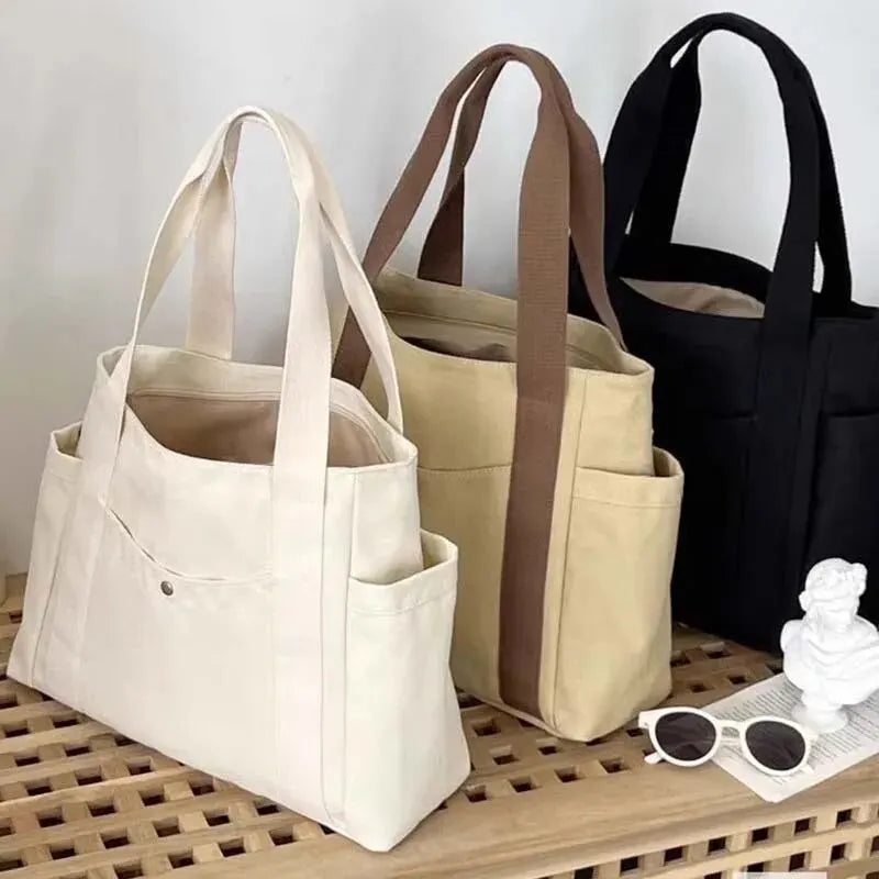 Large Capacity Tote Canvas Bag for Work Outgoing High Appearance Commuting Versatile Art Student Clothing Book Shoulder Bag.