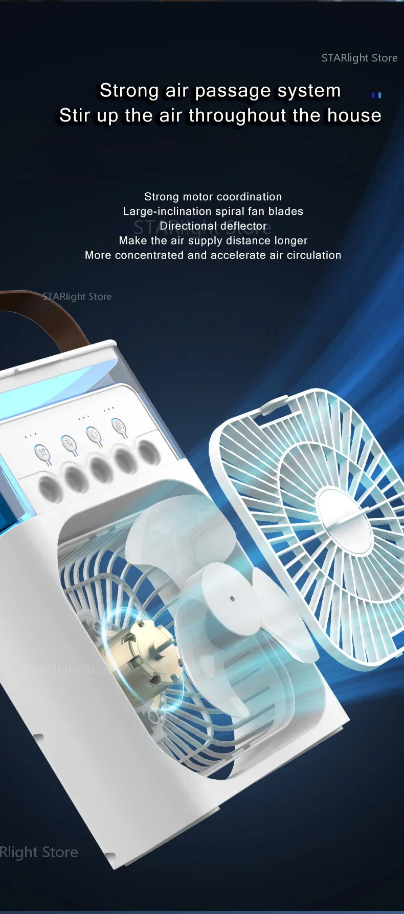 Xiaomi MIJIA 3-in-1 Portable Air Conditioners Fan With LED Night Light Household Mini Air Cooler For Office Home Adjustable Fan