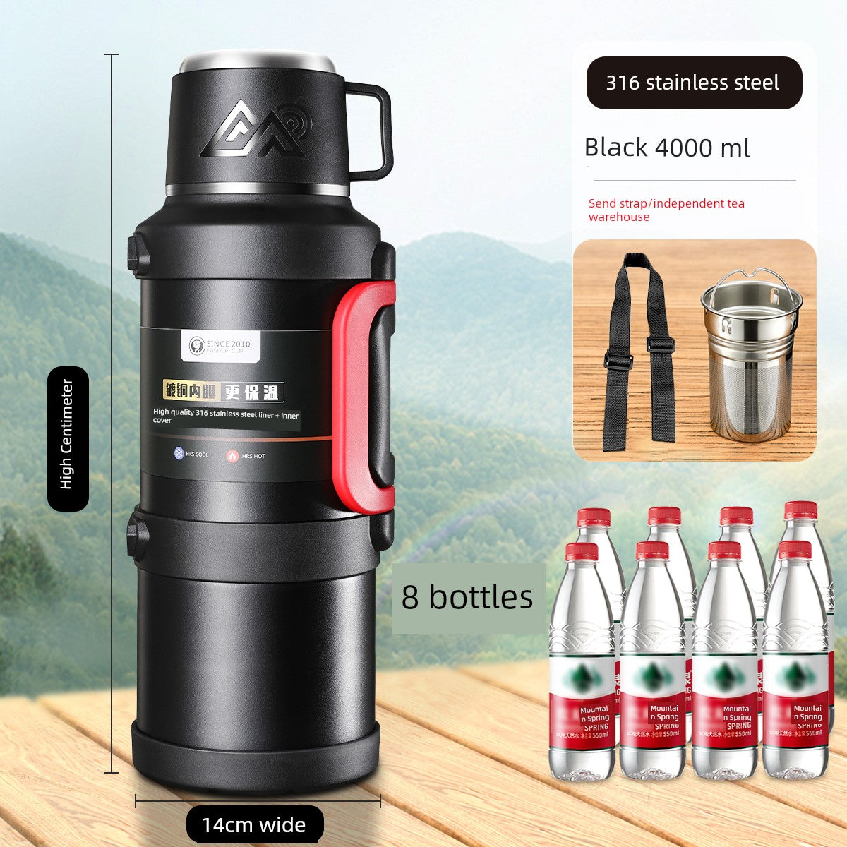 2024 Thermal Pot Large Capacity Men Outdoor Thermal Cold Preservation Dual Use Water Cup