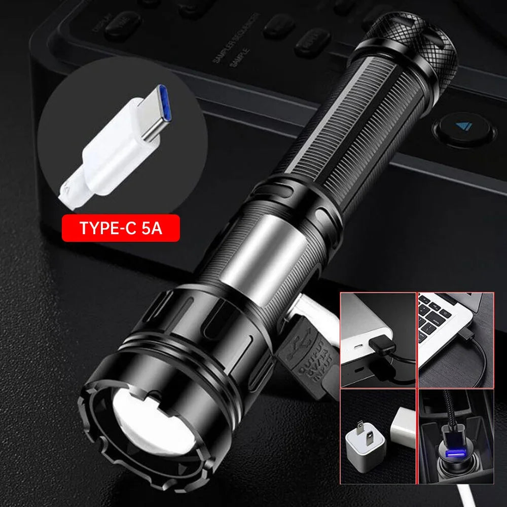 1000000LM Most Powerful Led Flashlight Rechargeable LED Flashlights High Power Zoom Torch Long Range 3000m Tactical Lantren