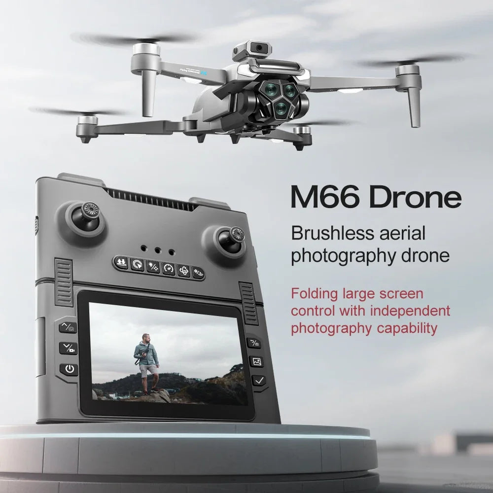 2025 New M66 Drone 4K HD Aerial Photography Camera Drone with Screen Omnidirectional Obstacle Avoidance Drone RC