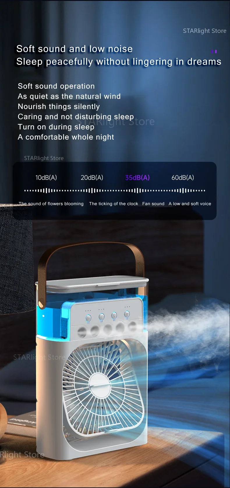 Xiaomi MIJIA 3-in-1 Portable Air Conditioners Fan With LED Night Light Household Mini Air Cooler For Office Home Adjustable Fan
