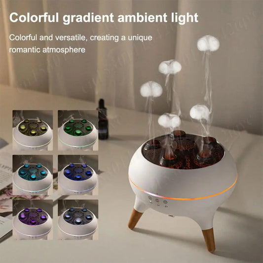Dynamic Jellyfish Air Humidifier Essential Oil Diffuser with Colorful Night Lights Aromatherapy Diffuser for Home Bedroom Office