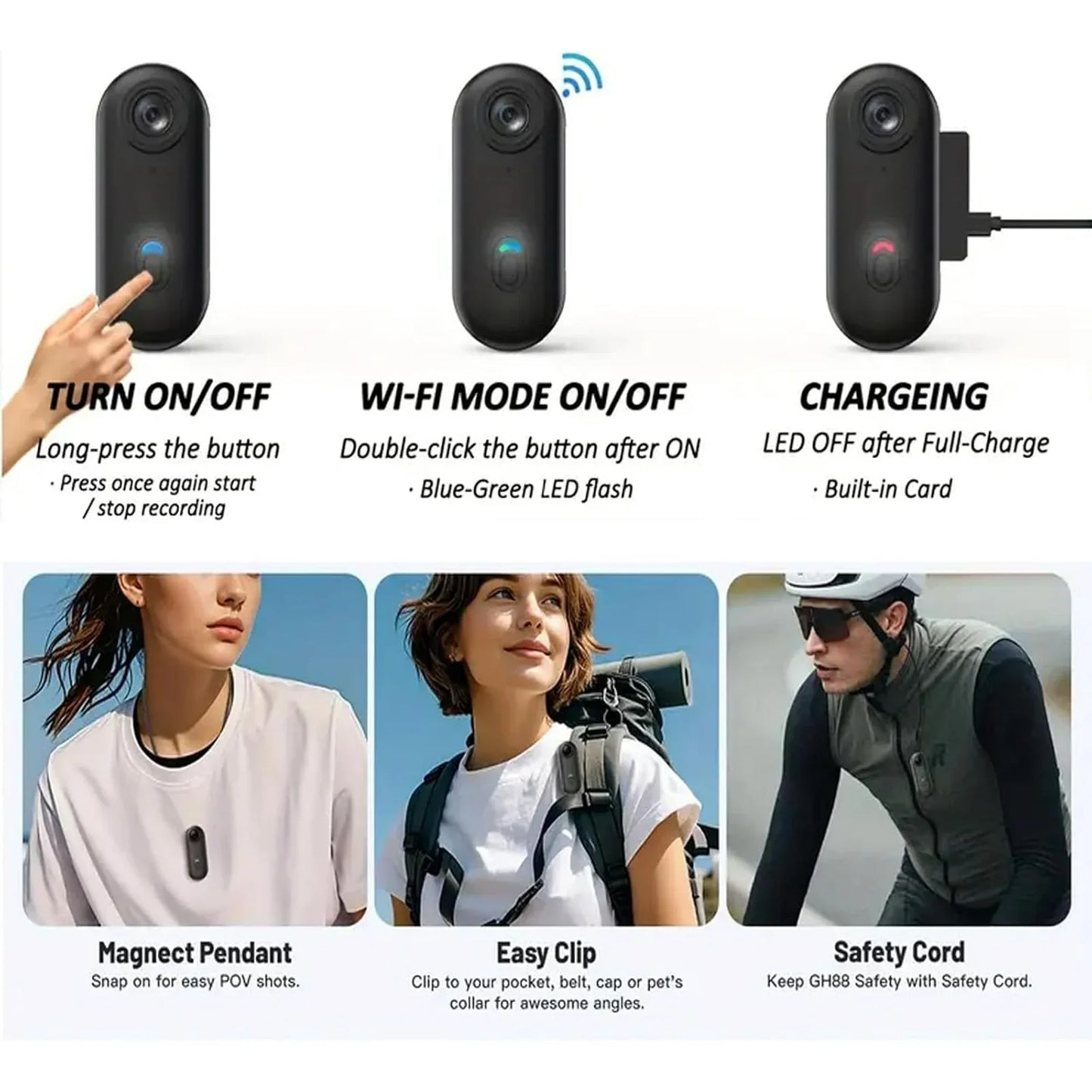 4K Thumb Action Camera Pocket POV Cam Portable Body Recording Wearable Camera WiFi Waterproof Mini Camera