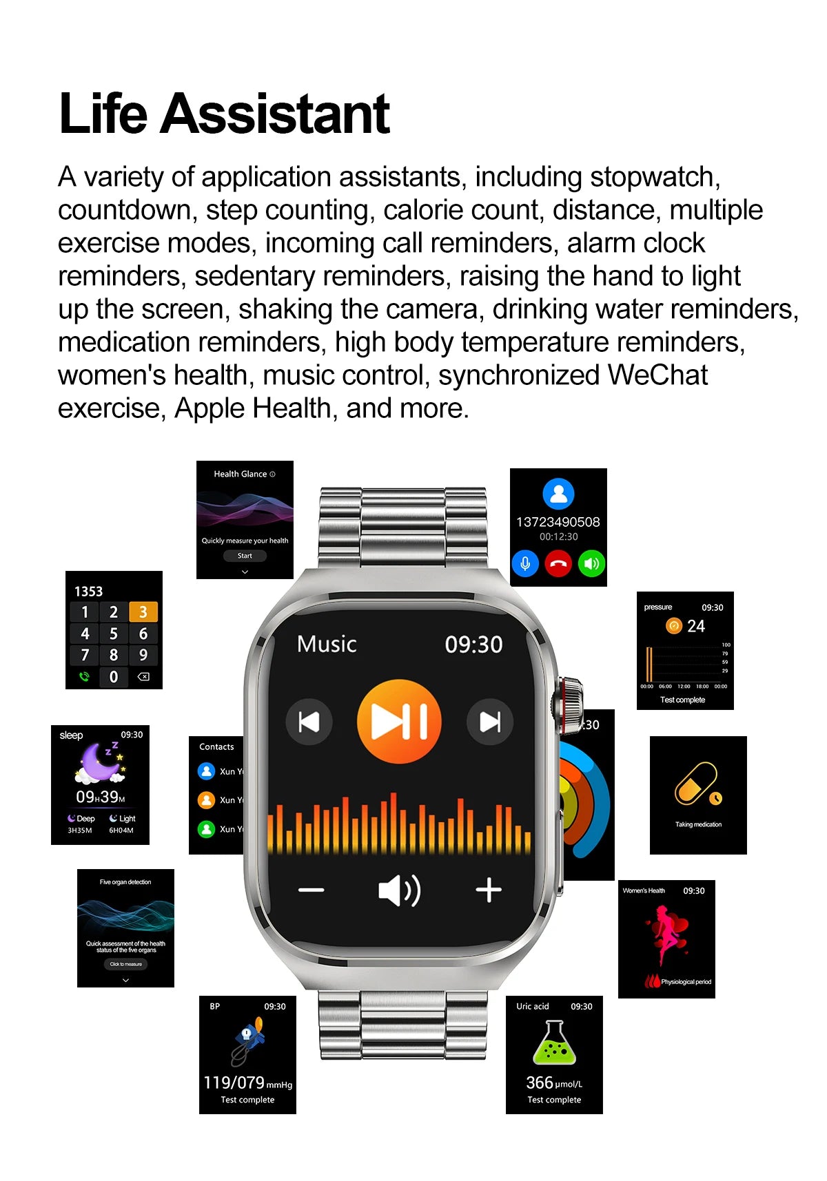 2025 New Three Highs Blood Pressure Smartwatch ECG Uric Acid Heart Rate Clock Body Analysis Health Monitoring Watches