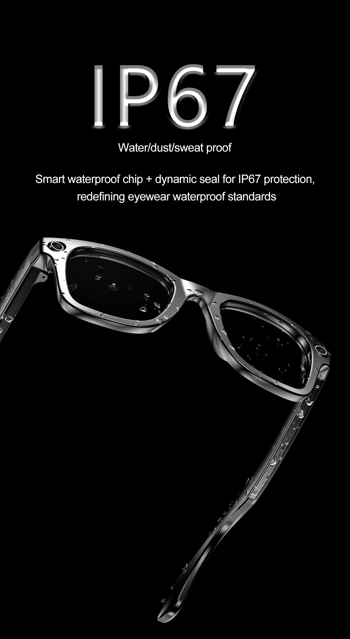 LIGE Fashion AI Camera Smart Glasses IP65 Waterproof Bluetooth Call Playing Music Smart Glasses Identify Pictures Use ChatGPT