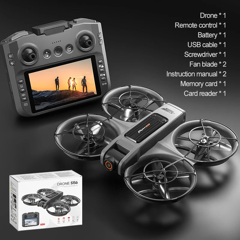 2025 S156 Mini Drone 8K HD Aerial Photography Dual-Camera Dron With Screen Omnidirectional Brushless Motor Drone RC