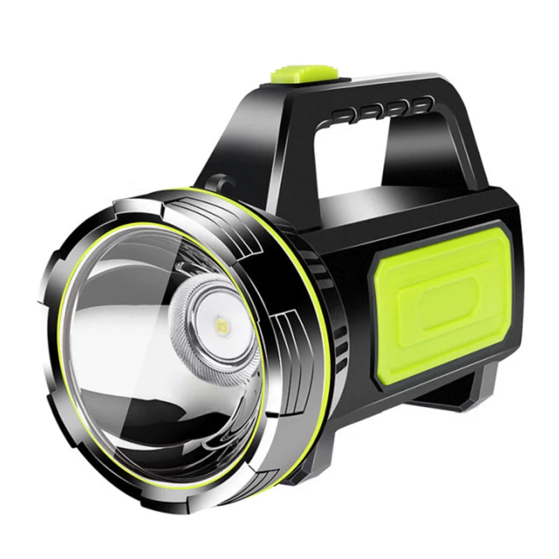 LED Strong Searchlight Flashlight Portable Hand Lamp Rechargeable 2 Lighting Modes Emergency Hiking Camping Energy Saving Torch
