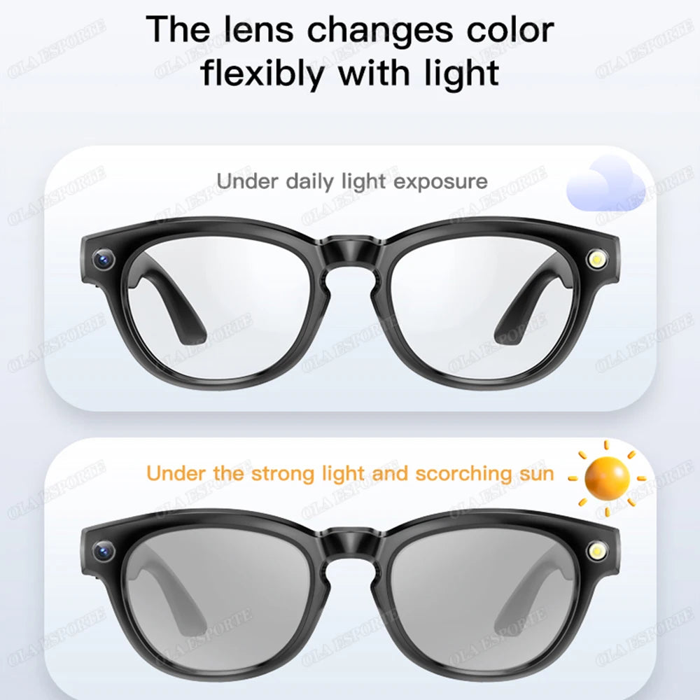 AI Smart Glasses Photo Sense Camera Bluetooth Music Call Intelligent Recording Ip65 Waterproof Bluetooth Sunglasses Men, Women