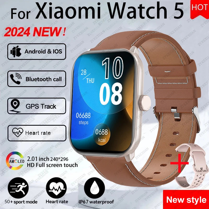 For Xiaomi Watch 5 Wrist Band Global Version Men Women HD AMOLED Screen Heart Rate Bluetooth Call GPS Track Waterproof Sports Smart Watch