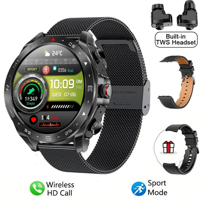 2024 TWS 2-in-1 Bluetooth Earphones Smart Watch Bluetooth Call GPS Motion Trajectory HIFI 9D Sound Quality Smartwatch