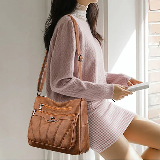 Soft Leather Women Bag Branded Designer Ladies Handbag Purses, Luxury Female Shoulder Bag Large Capacity Crossbody Bags Sac