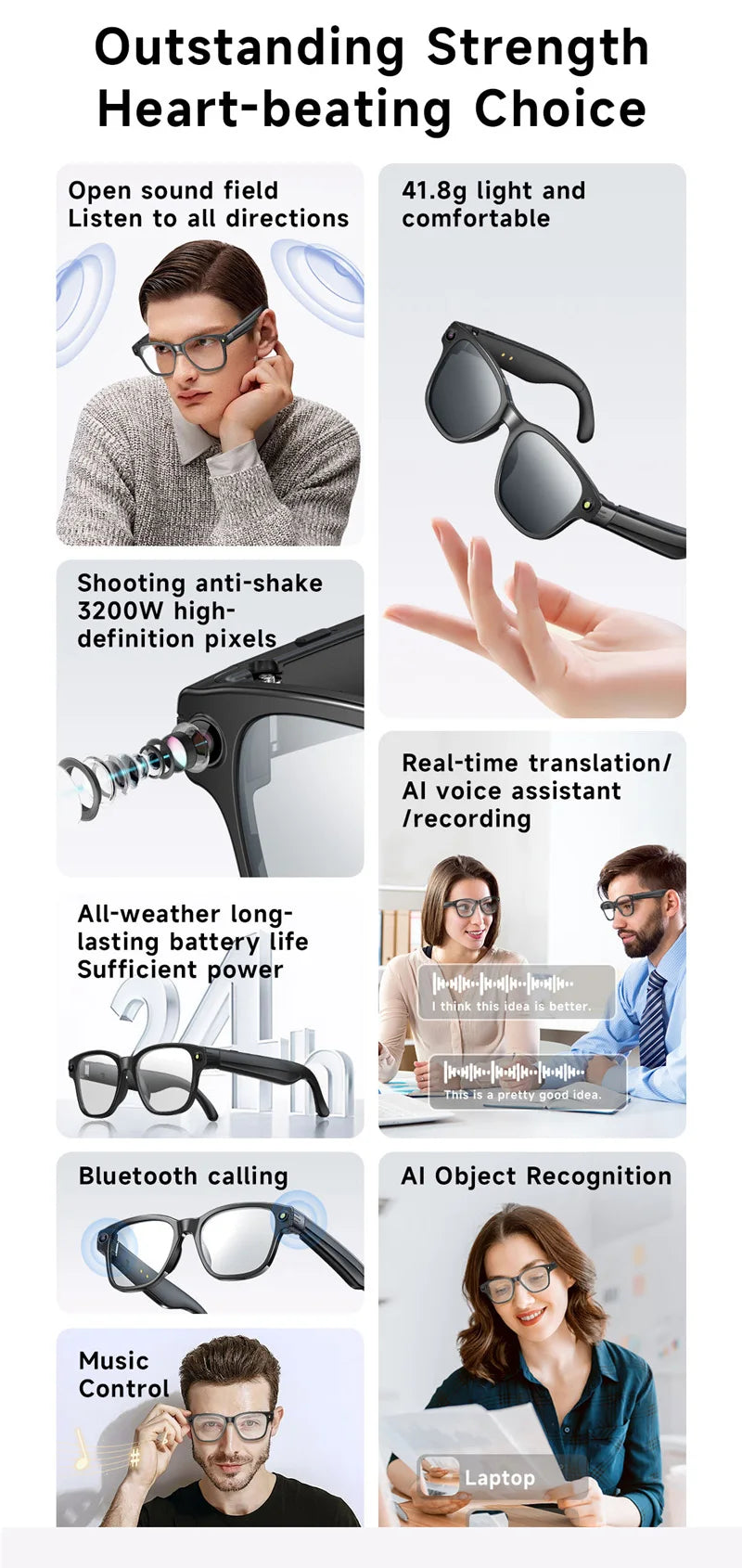 Xiaomi AI Smart Glasses 8-megapixel Camera Mini Camera Bluetooth Call Sunglasses Shooting Audio Listening Music Camera Glasses