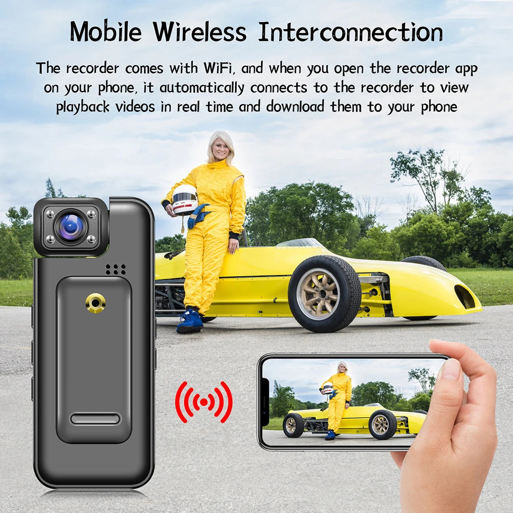 4K WiFi Ultra HD Mini Camera Portable Police Camera Infrared Night Vision Function Suitable for Police Use, Outdoor Cycling, etc