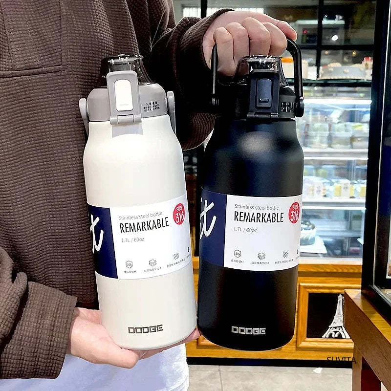 DODGE 1300/1700ML Stainless Steel Tumbler Thermos Bottle Portable Vacuum Flasks Outdoor Sports Water Cup Car Insulated Flask
