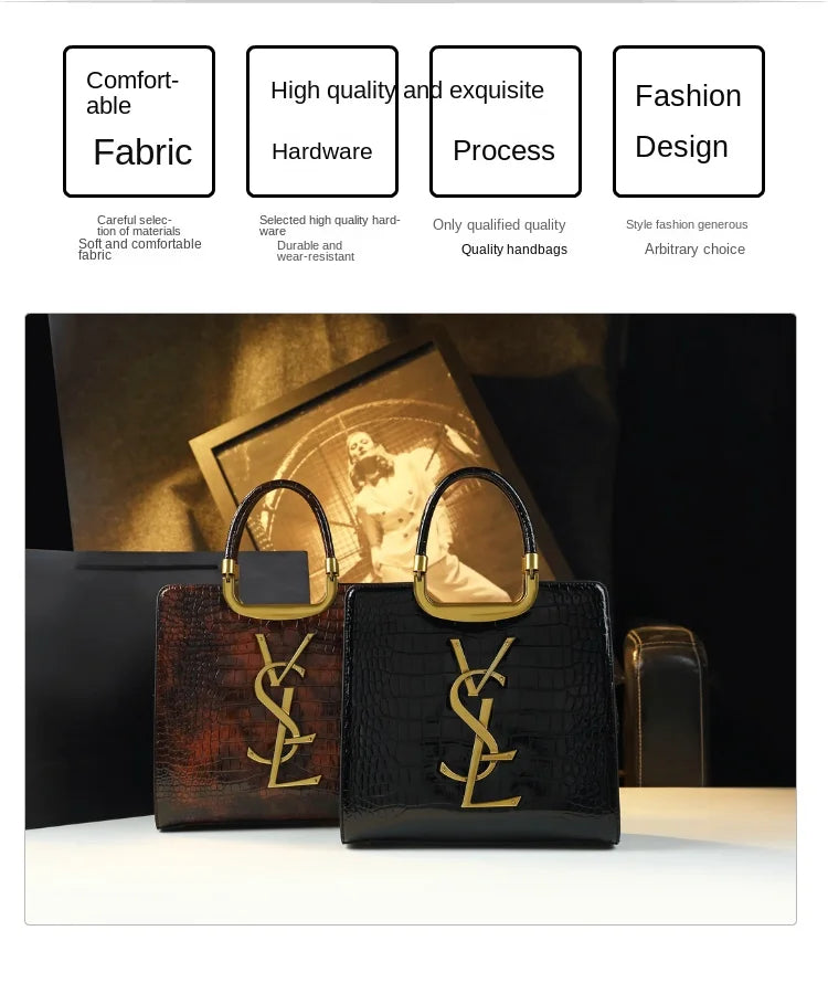 High-grade light luxury handbag New Autumn and Winter fashion Tote bag women's crocodile print single shoulder crossbodybag