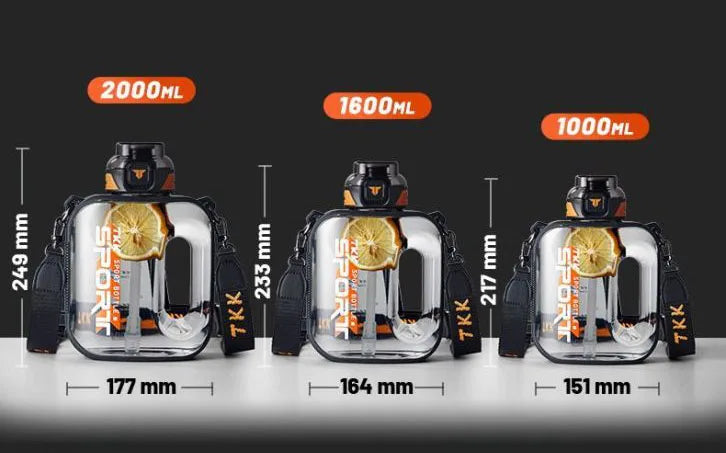 Big Capacity Sports Bottle New Tritan Water Kettle Drink Bottles Outdoor Fitness Space Cup GYM Kettle BPA FREE 1L/1.6L/2L