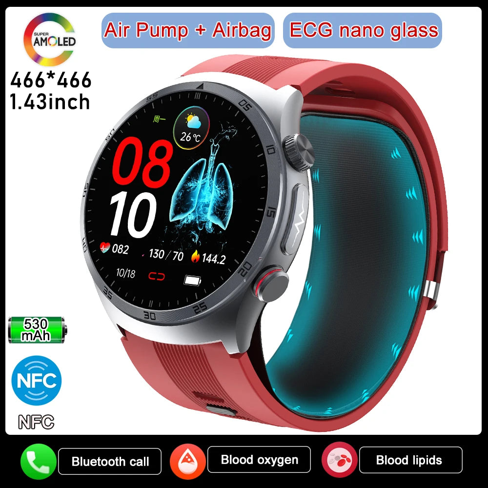 Airbag Smart Watch 2025 New Health watch men Air pump True Accurately Blood Pressure watches Uric Acid Blood Lipids