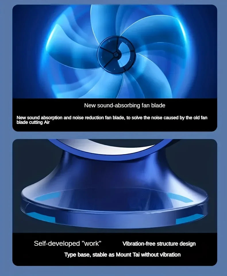 Rechargeable Desk Fan,Portable Bladeless Fan Small Personal Cooling Fan Quiet Table Fan for Home, Office, Bedroom