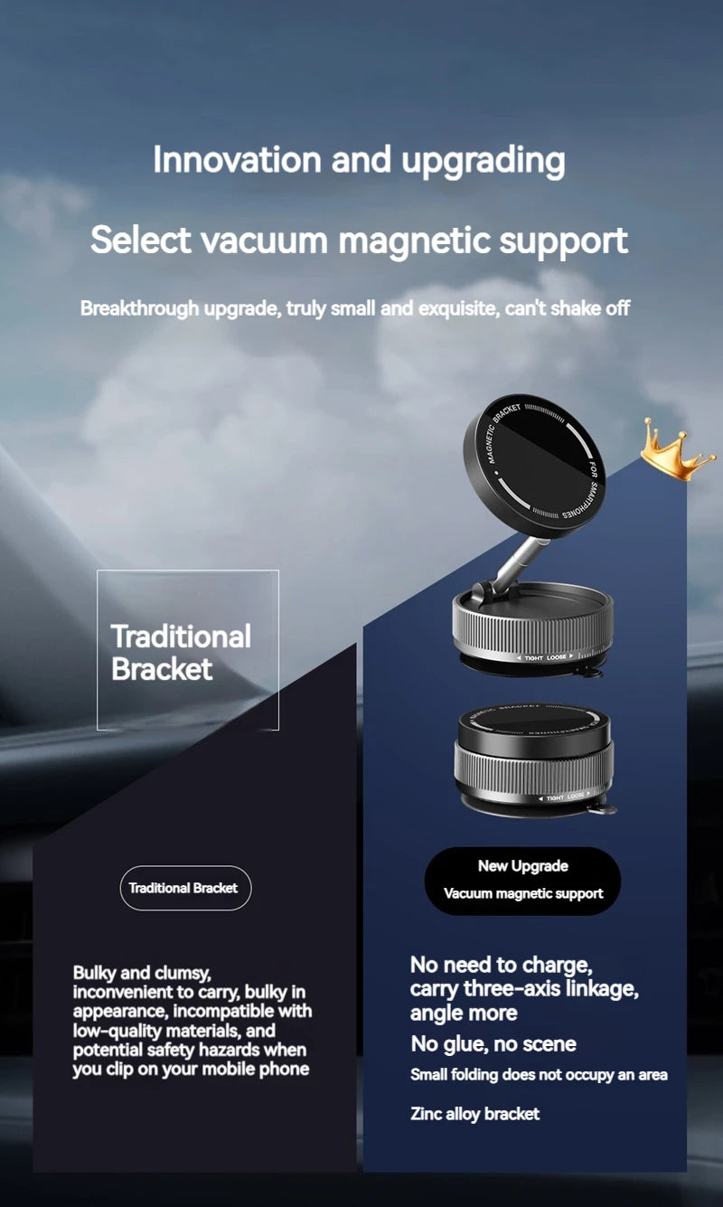 Vacuum Magnetic Car Phone Holder Foldable Suction Cup
