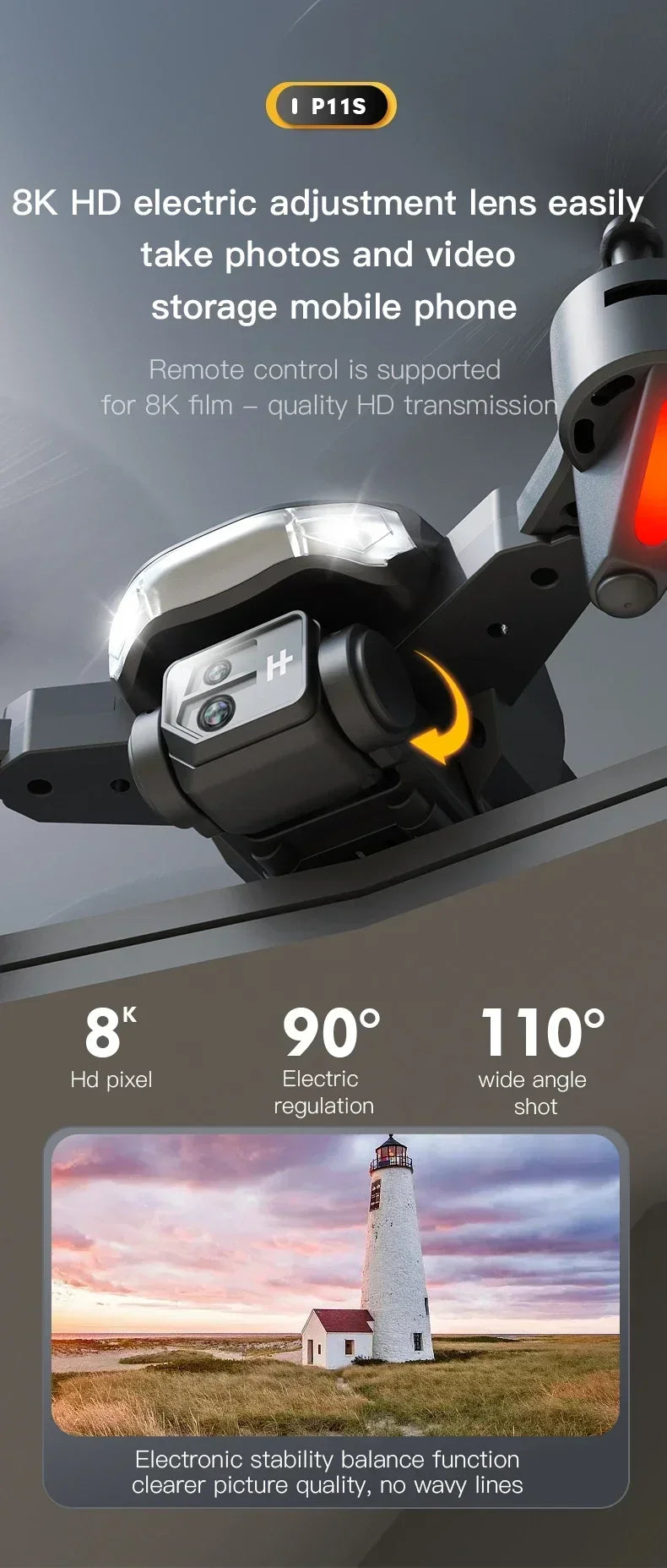 VIVO P11 Max Drone 8K 5G GPS Professional HD Aerial Photography Dual Camera Obstacle Avoidance Brushless Quadrotor 1000M