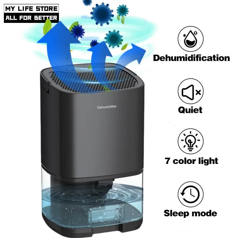 Smart Air Purifier Portable Silent Dehumidifier Home Dehumidifier Dryer Bedroom Office Kitchen Deodorizer Dryer US Plug