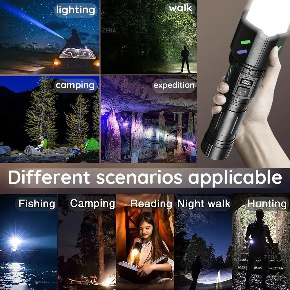 2025 Ultra Powerful Windproof Fire Starting Flashlight Rechargeable High Power Torch Focused Light Source Can Light A Flame Lantern