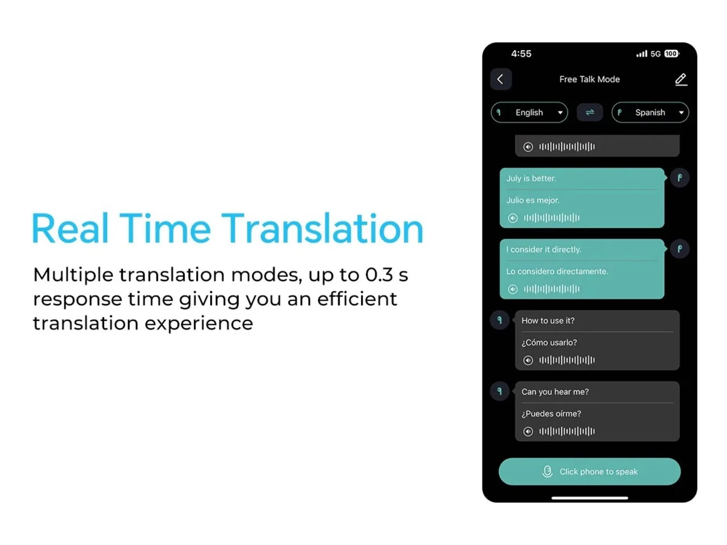 Translation Earphones 164 Languages Instant Voice Real Time Translators Wireless Bluetooth Headphones HiFi Earbuds