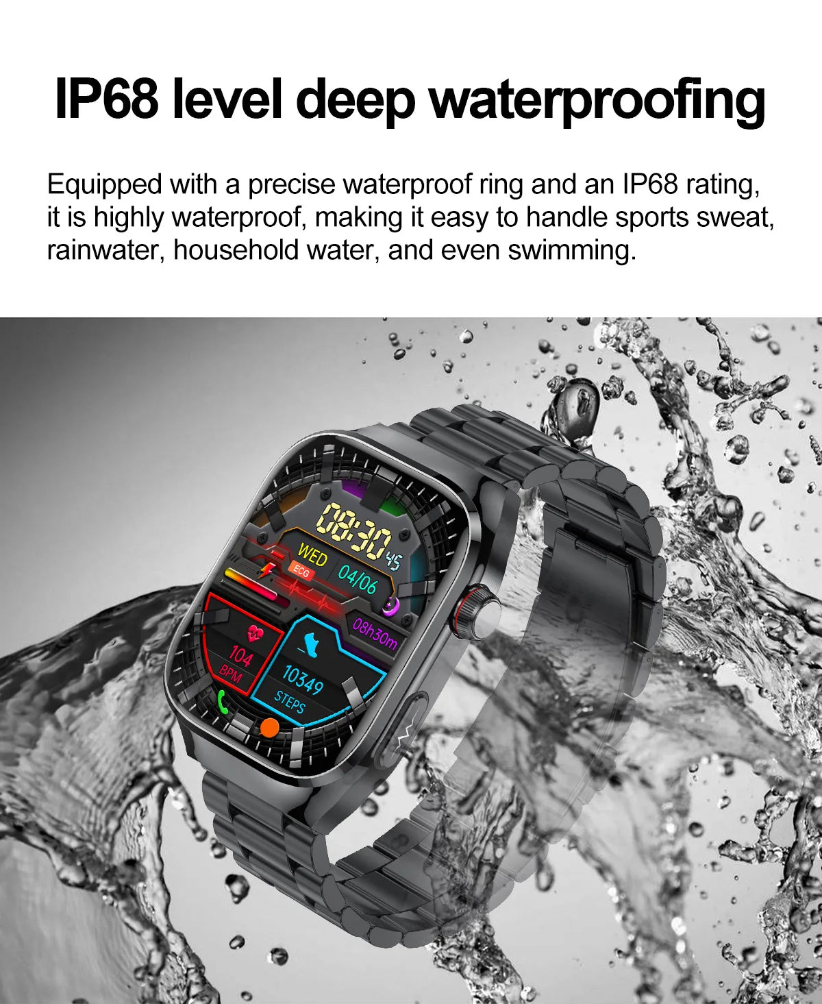 2025 New Three Highs Blood Pressure Smartwatch ECG Uric Acid Heart Rate Clock Body Analysis Health Monitoring Watches